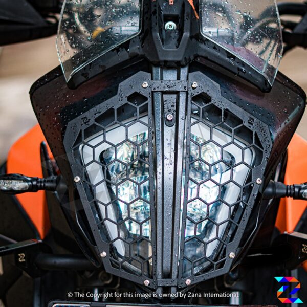 ZANA HEAD LIGHT GRILL HEXAGONAL BLACK STAINLESS STEEL KTM ADVENTURE 390/250